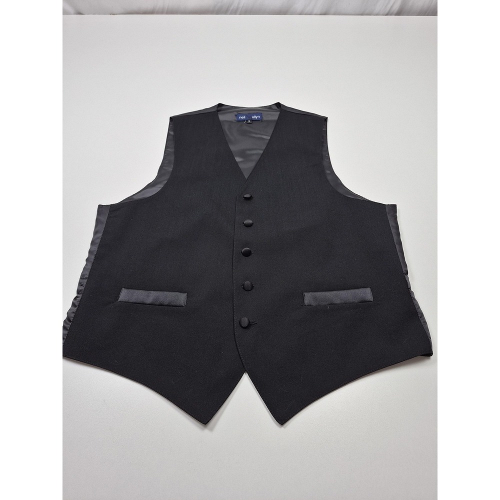 Neil Allyn Suit Vest Mens M Black Wool Tuxedo Dress Formal Wedding USA